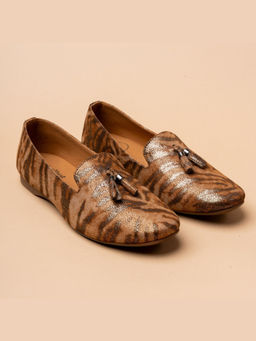VANSON - Urban Duke - Tiger Line Print Brown Loafers