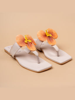 VANSON - Orchid Modern Floral Beige Flats