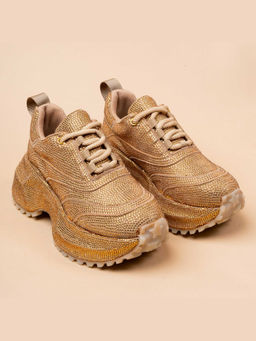 VANSON - Gold Burst Rhinestone Embellished Sneakers