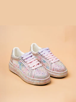 VANSON - Sky Burst Roses Pink Bling Sneakers
