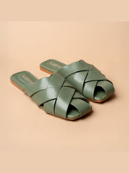VANSON - Twill Green Mules