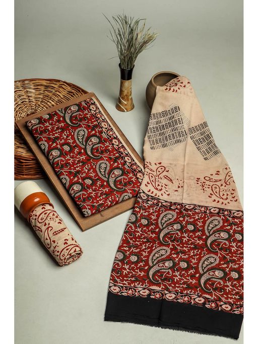bagru print cotton dress materials Hand BlockPrint Cotton Dress Material with Cotton Dupatta RKG SHOPPING