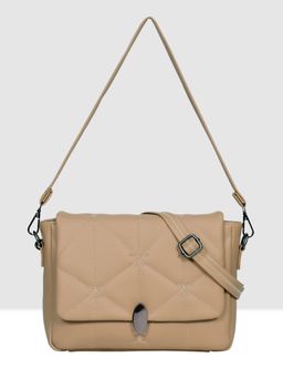 ESBEDA - Beige Colour Embroidered Sling Bag with Detachable Strap for Women