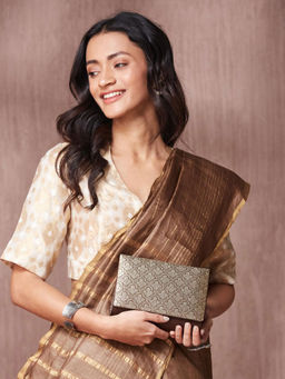 Fabindia - Brown Silk Clutch (M)