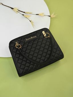 Louis Stitch - Stylish Black Satchel Bag Purse for Women