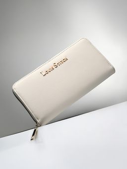 Louis Stitch - Stylish White Wallet for Women with Zipper Closure