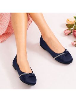 toothless - Girls Ballerinas in Blue with Bow Detail and Embellished Strap Design
