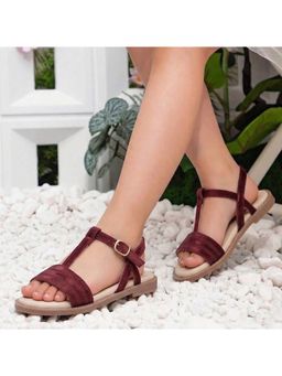 toothless - Girls Sandals Maroon Strap Design with Easy Fit and Lightweight Comfort