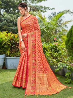 Odette - Red Elegant Cotton Silk Weaving Designer Saree with Unstitched Blouse