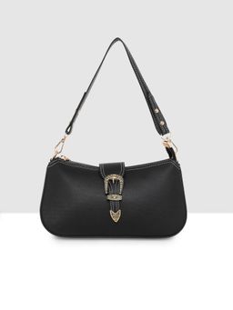 ESBEDA - Black Structured Classic Handbag with Detachable Strap