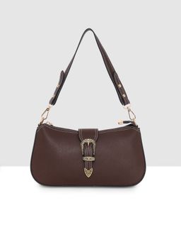ESBEDA - Brown Structured Classic Handbag with Detachable Strap
