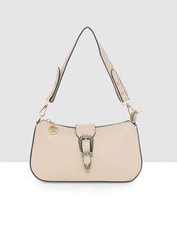 ESBEDA - Cream Structured Classic Handbag with Detachable Strap