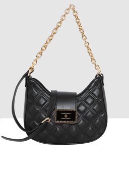 ESBEDA - Black Moon Shape Sling Bag with Detachable Strap