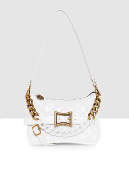 ESBEDA - White Chain Handle Trendy Sling Bag with Detachable Strap
