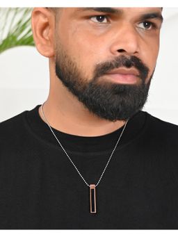 VOJ - Silver Plated Men Chain With Rectangular Shaped Pendant