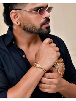 VOJ - Gold Plated Rudraksh Om Bracelet