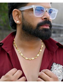 VOJ - Gold Plated Biscuit Shaped Chain With Small Heart