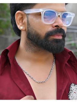 VOJ - Men Silver Plated Stainless Steel Cuban Link Chain