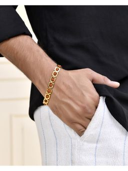 VOJ - Mens Gold Toned Rudraksha Bracelet