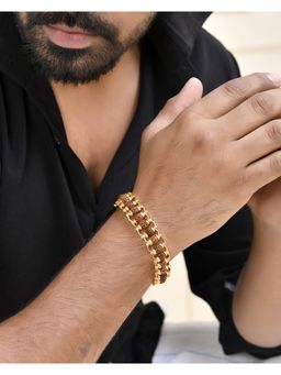 VOJ - Gold Plated Rudraksha Mens Bracelet