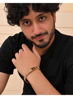 VOJ - Mens Dual Toned Grid Bracelet