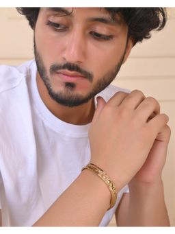 VOJ - Gold Plated Textured Mens Bracelet