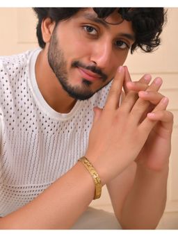 VOJ - Textured Gold Plated Mens Bracelet