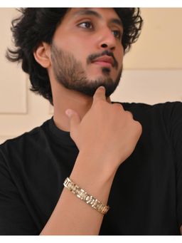 VOJ - Mens Gold-Toned Textured Tungsten Steel Magnetic Bracelet