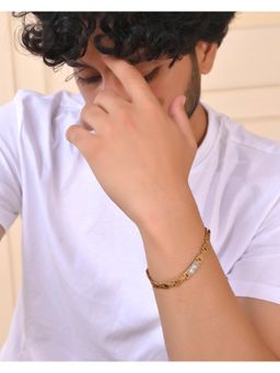 VOJ - Mens Elegant Two-Tone Gold And Silver Link Bracelet