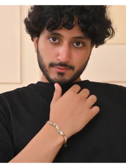 VOJ - Men Gold-Plated And Silver-Toned Exquisite Waved Linked Bracelet