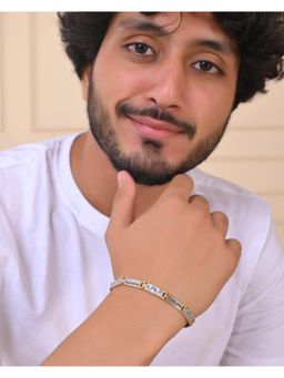 VOJ - Mens Double Toned Textural Linked Bracelet