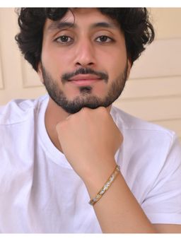 VOJ - Mens Double Toned Textural Stainless Steel Bracelet