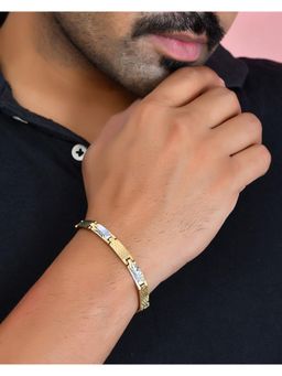 VOJ - Dual Toned Alloy Textural Bracelet For Men