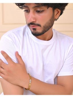 VOJ - Gold And Silver Toned Stainless Steel Textural Bracelet For Men