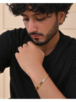 VOJ - Gold And Silver Toned Stainless Steel Linked Bracelet For Men