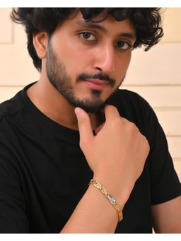 VOJ - Dual Plated Textural Designed Linked Bracelet For Men