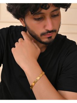VOJ - Gold Plated Linked Designed Bracelet For Men's