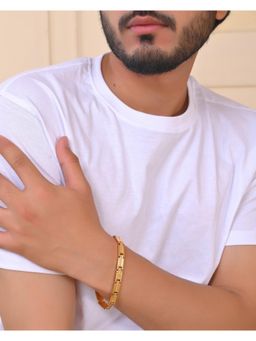 VOJ - Men Gold-Plated Textural Link Bracelet