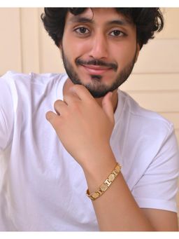 VOJ - Men Gold-Toned Stainless Steel Textured Chain Bracelet