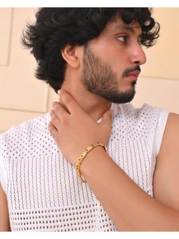 VOJ - Men Gold-Toned Stainless Steel Linked Designer Chain Bracelet