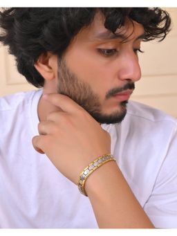 VOJ - Silver And Gold Plated Minimal Geometrical Shaped Mens Bracelet