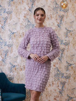 AAREIN - Lavender Self Design Top with Skirt (Set of 2)