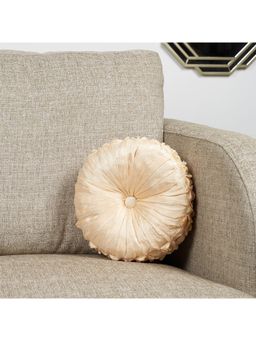 HomeTown - Fiesta Solid Smocking Reversible Filled Cushion 30 X 30 Cm In off White Colour (12X12)