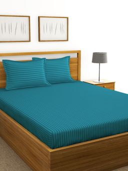 BIANCA - Super Soft Cotton Satin Stripe Xl King Double Bedsheet with 2 Pillow Covers -3pc set