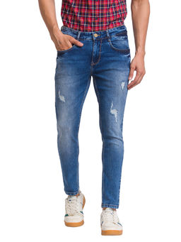 Parx - Slim Straight Fit Solid Blue Jeans