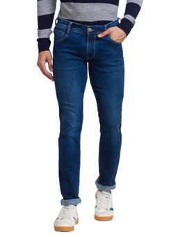 Parx - Slim Straight Fit Solid Blue Jeans