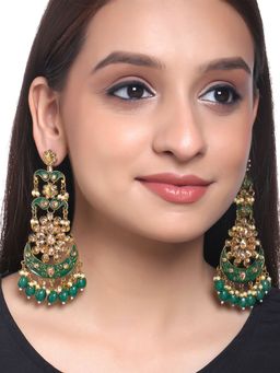 Yellow Chimes - Green Contemporary Drop Earrings