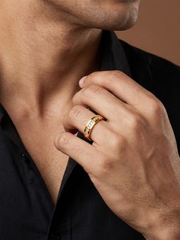 GIVA - Silver Golden Classic Serenity Ring For Him