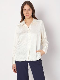 VERO MODA - Women Textured Casual Wear White Shirt
