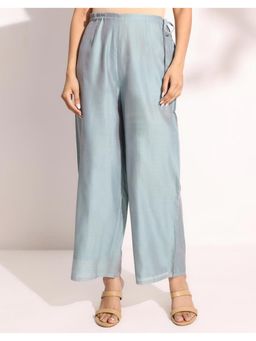 Fabindia - Blue Cotton Silk Ankle Length Ijar Pant